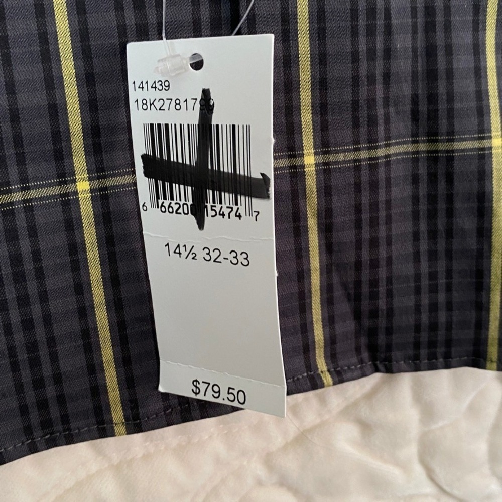 NEW Calvin Klein Extreme Slim Fit Plaid Shirt Mens 14.5 Temperature Regulation - Picture 6 of 8